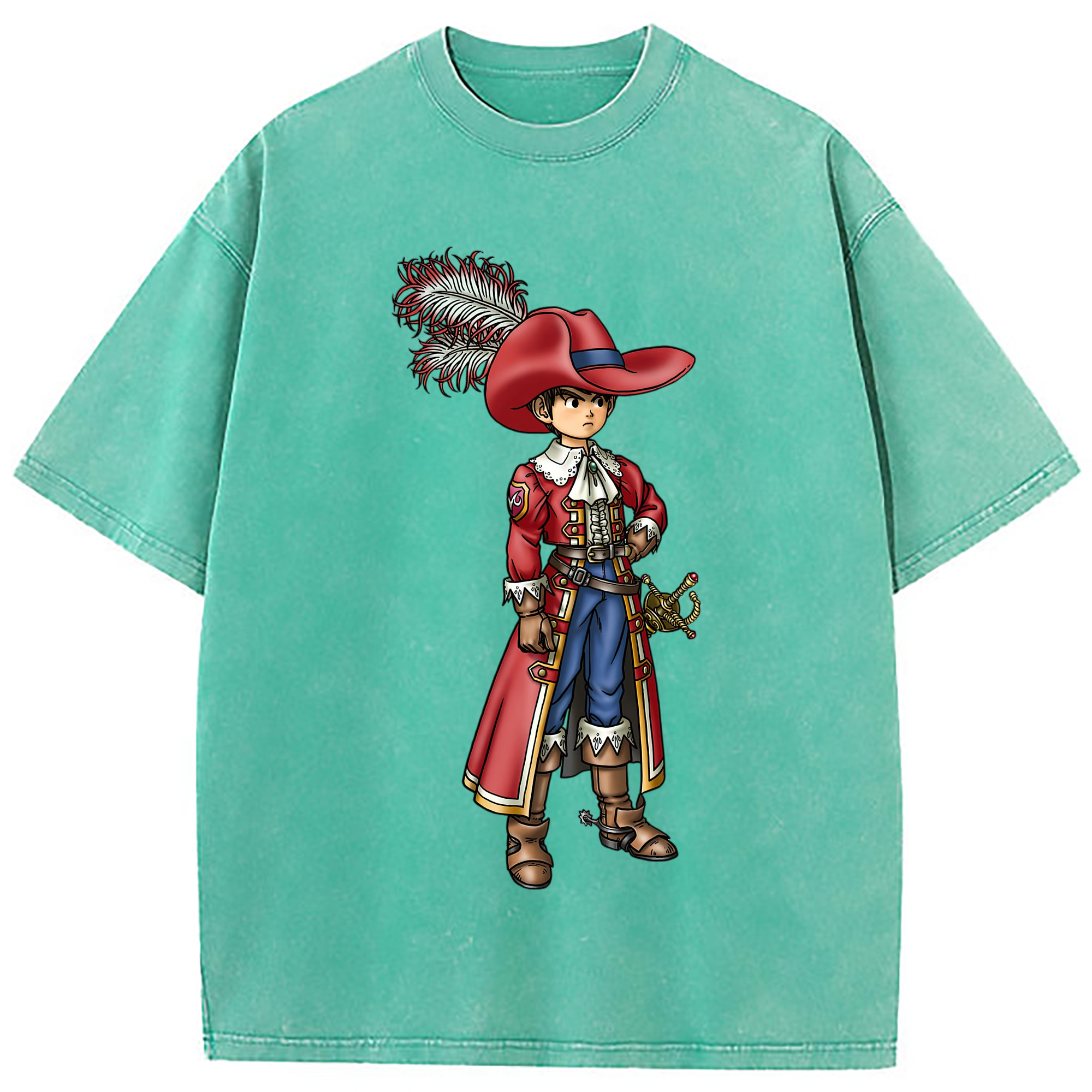 （画像用） ドラゴンクエスト Doragon Kuesuto Dragon Quest 綿100% ヴィンテージ風 半袖Tシャツ（フロントプリント）